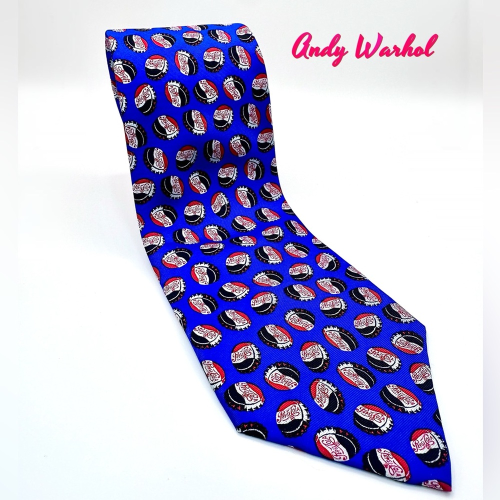 Andy Warhol Foundation Pepsi 1998 Men's Tie Dress Vintage Museum, 4"x57" Silk.